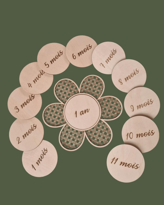 Cartes étapes naissance - Motif Fleur