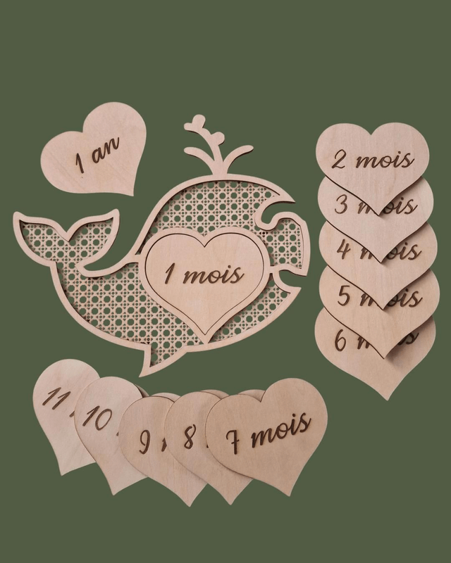 Cartes étapes naissance - Motif baleine